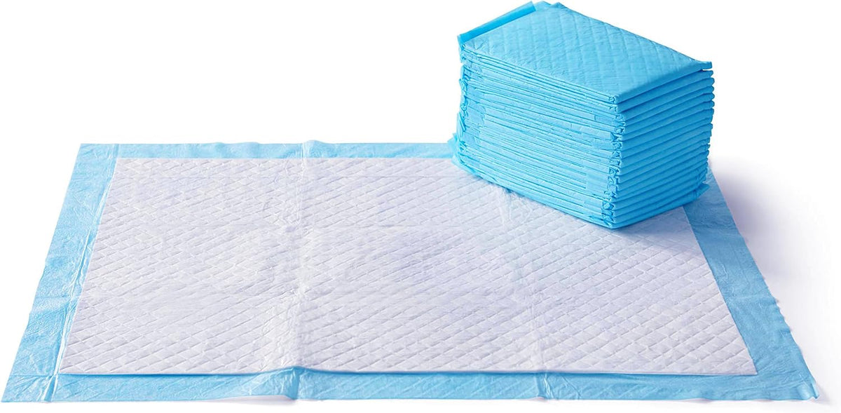 Heavy Duty Dog and Puppy Pee Pads, Leak-Proof 5-Layer Super Absorbent, Quick-Dry Surface for Potty Training and Housebreaking, Giant Size, 27.5 x 44 Inch, Blue & White, 30-Pack