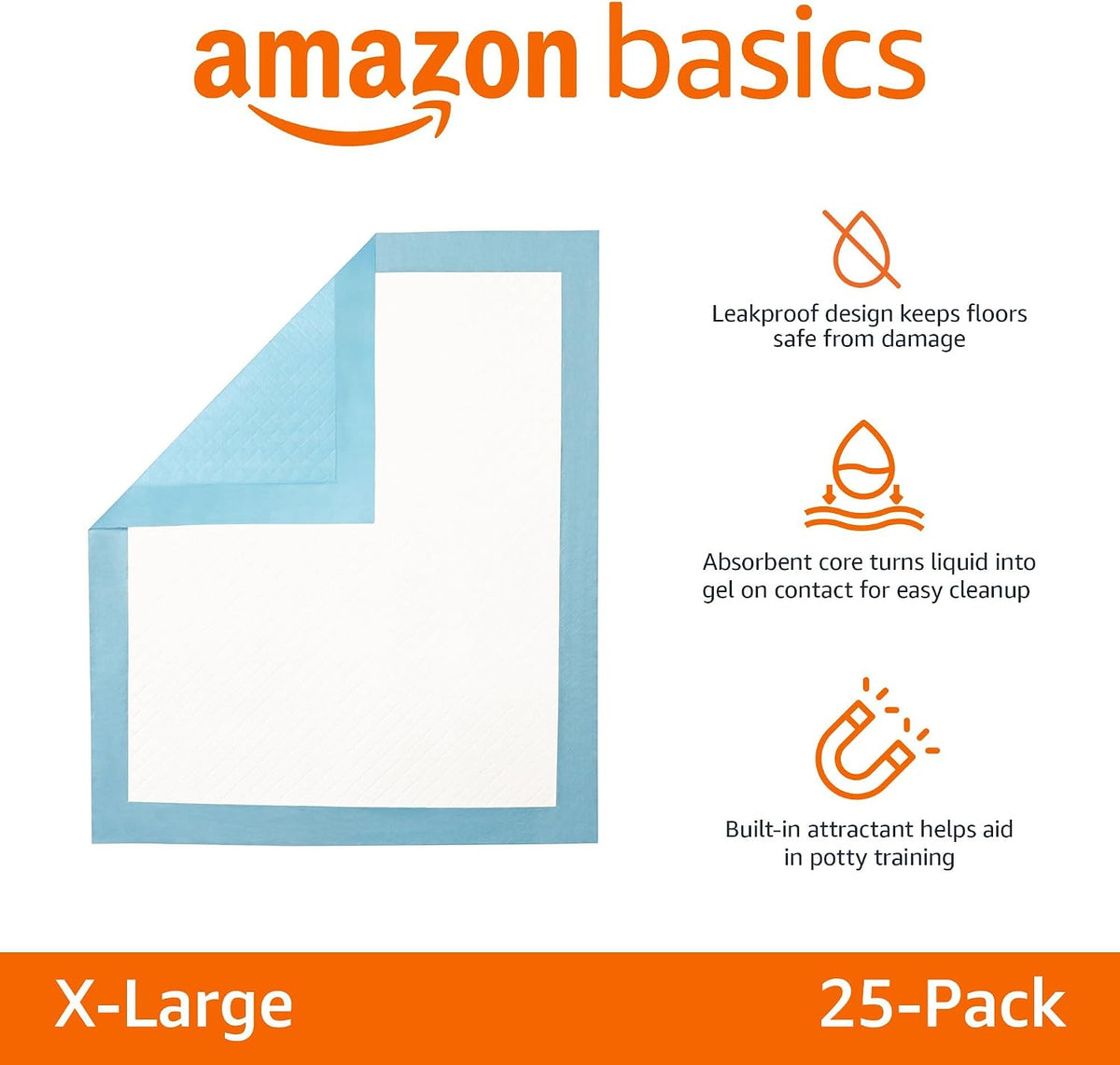 Heavy Duty Dog and Puppy Pee Pads, Leak-Proof 5-Layer Super Absorbent, Quick-Dry Surface for Potty Training and Housebreaking, Giant Size, 27.5 x 44 Inch, Blue & White, 30-Pack