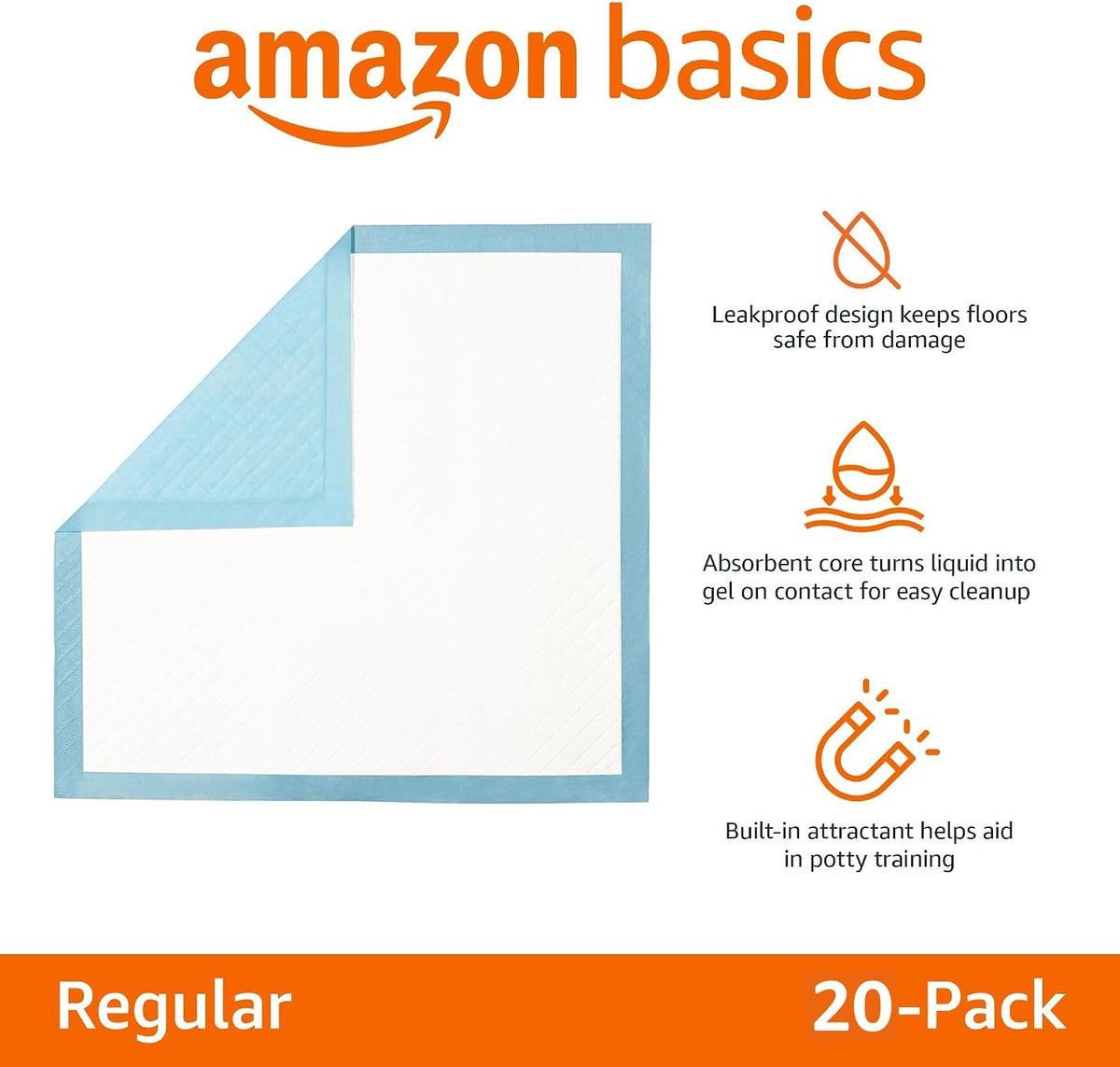 Heavy Duty Dog and Puppy Pee Pads, Leak-Proof 5-Layer Super Absorbent, Quick-Dry Surface for Potty Training and Housebreaking, Giant Size, 27.5 x 44 Inch, Blue & White, 30-Pack