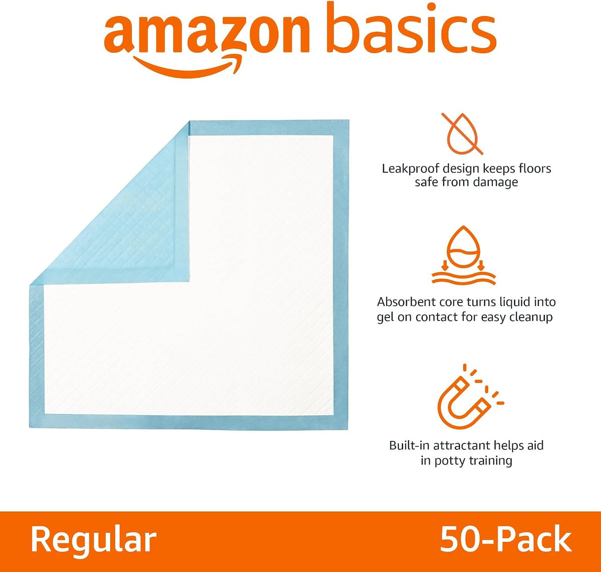 Heavy Duty Dog and Puppy Pee Pads, Leak-Proof 5-Layer Super Absorbent, Quick-Dry Surface for Potty Training and Housebreaking, Giant Size, 27.5 x 44 Inch, Blue & White, 30-Pack