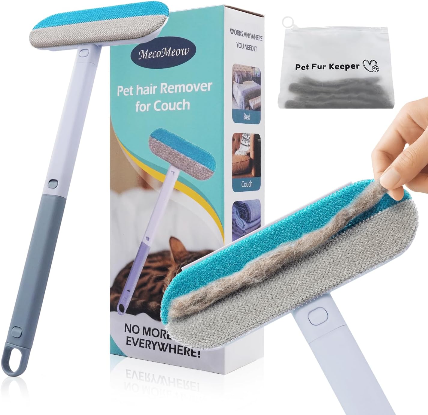 Pet Hair Removal Brush for Couch, Durable, Reusable, Washable Lint Cleaner for Dog and Cat Hair, Gentle on Furniture, Effective on Carpets, Clothing, Bedding-Basic