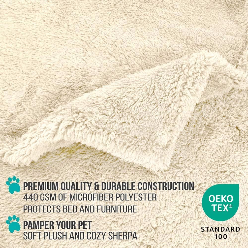 Fluffy Sherpa Waterproof Dog Blanket for Small Pet Cat, 24x32 Blue | Soft & Warm & Washable; Leafproof Couch Sofa Protector for Small Medium Large Pet; Pee Proof Cover for Crate Kennel Car Seat