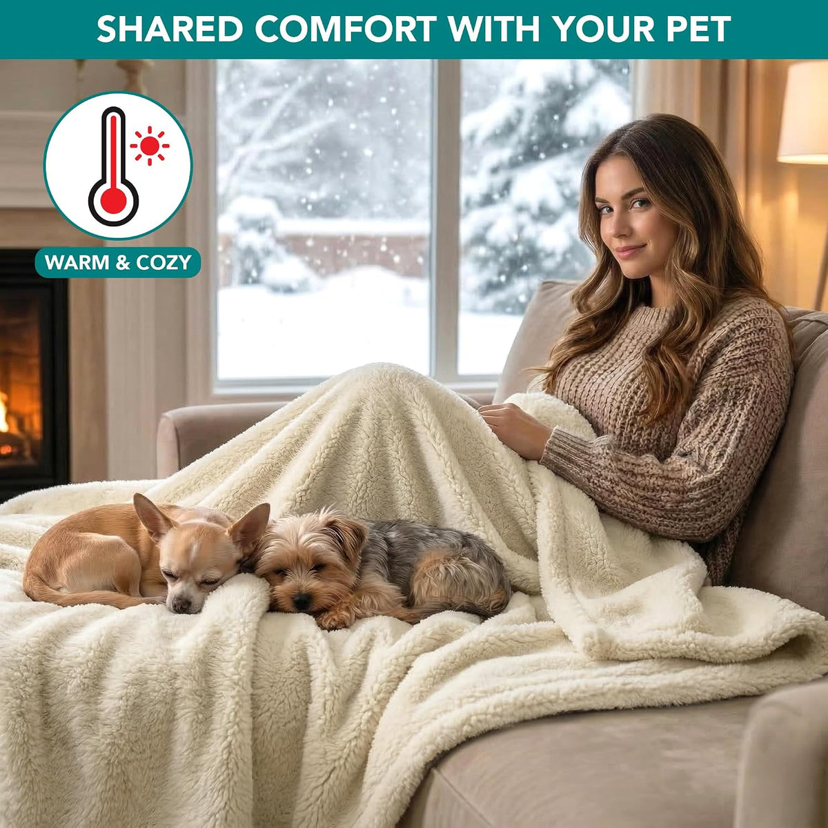 Fluffy Sherpa Waterproof Dog Blanket for Small Pet Cat, 24x32 Blue | Soft & Warm & Washable; Leafproof Couch Sofa Protector for Small Medium Large Pet; Pee Proof Cover for Crate Kennel Car Seat