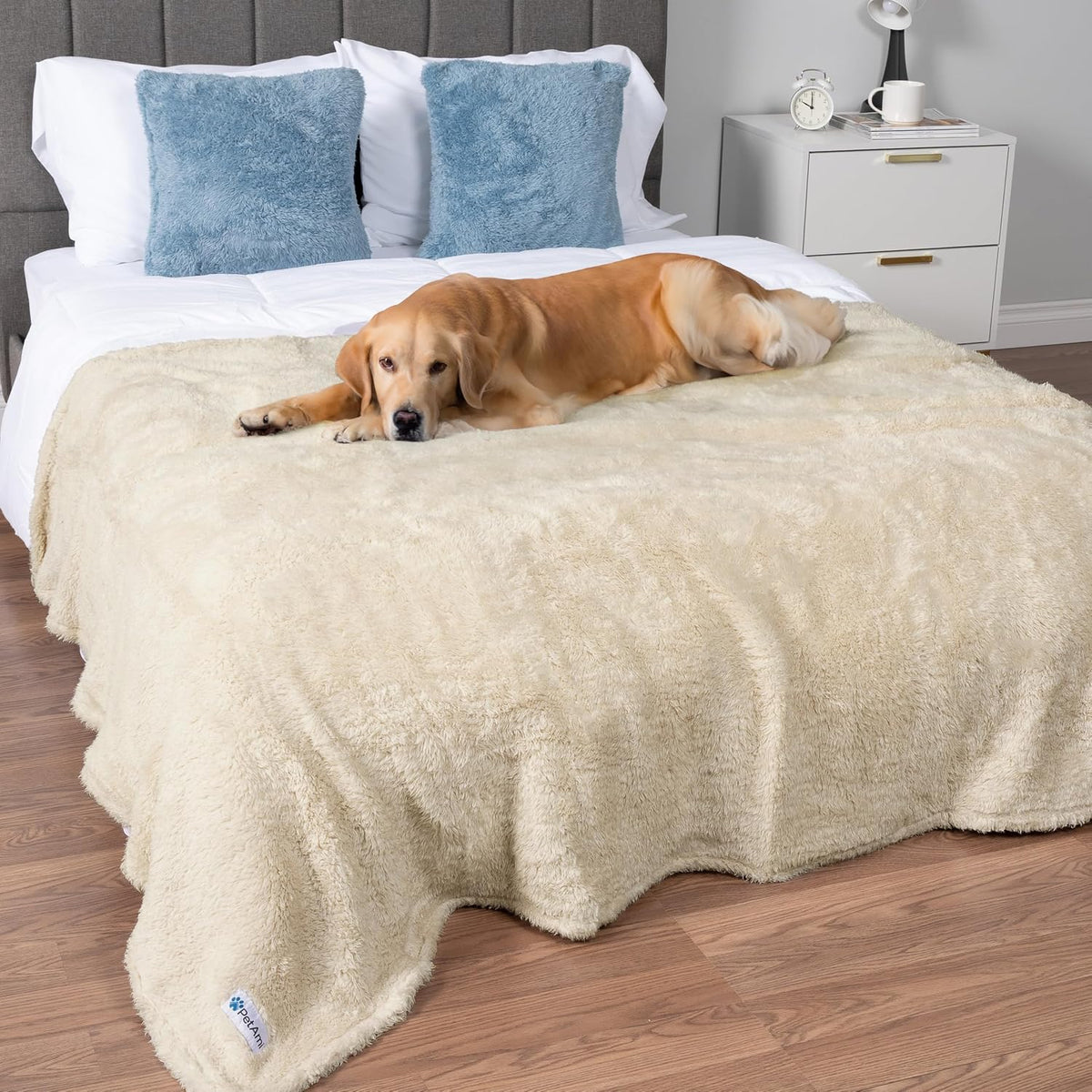 Fluffy Sherpa Waterproof Dog Blanket for Small Pet Cat, 24x32 Blue | Soft & Warm & Washable; Leafproof Couch Sofa Protector for Small Medium Large Pet; Pee Proof Cover for Crate Kennel Car Seat