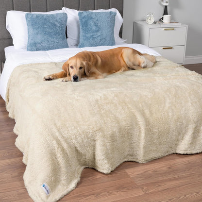 Fluffy Sherpa Waterproof Dog Blanket for Small Pet Cat, 24x32 Blue | Soft & Warm & Washable; Leafproof Couch Sofa Protector for Small Medium Large Pet; Pee Proof Cover for Crate Kennel Car Seat