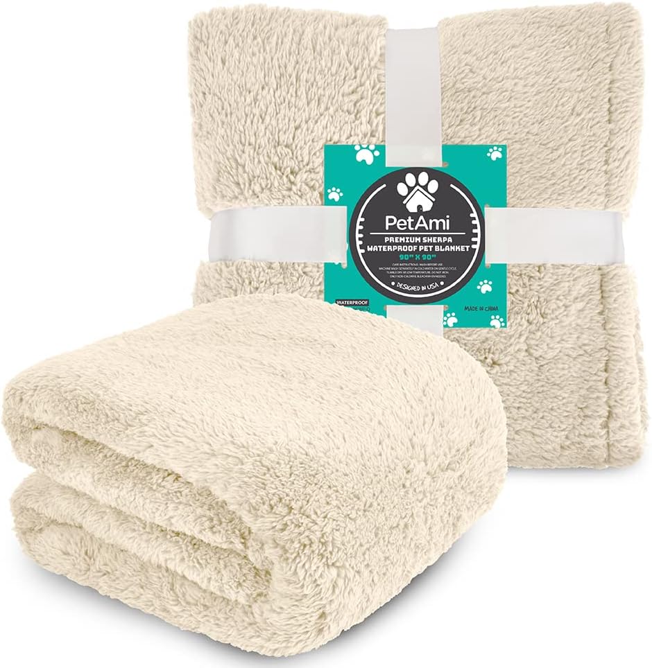 Fluffy Sherpa Waterproof Dog Blanket for Small Pet Cat, 24x32 Blue | Soft & Warm & Washable; Leafproof Couch Sofa Protector for Small Medium Large Pet; Pee Proof Cover for Crate Kennel Car Seat