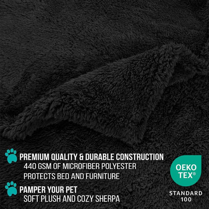 Fluffy Sherpa Waterproof Dog Blanket for Small Pet Cat, 24x32 Blue | Soft & Warm & Washable; Leafproof Couch Sofa Protector for Small Medium Large Pet; Pee Proof Cover for Crate Kennel Car Seat