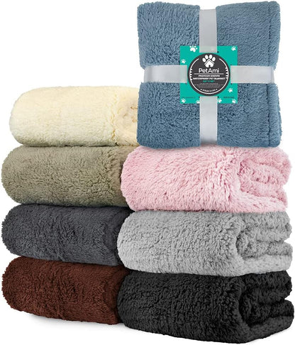 Fluffy Sherpa Waterproof Dog Blanket for Small Pet Cat, 24x32 Blue | Soft & Warm & Washable; Leafproof Couch Sofa Protector for Small Medium Large Pet; Pee Proof Cover for Crate Kennel Car Seat