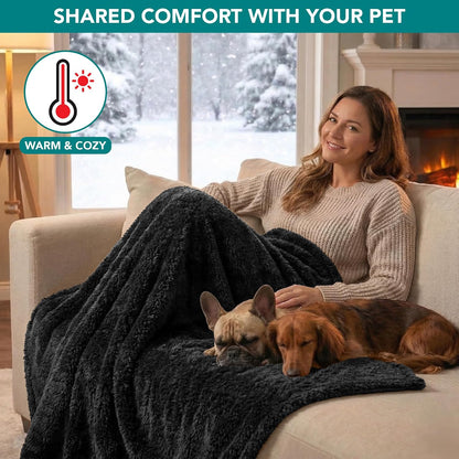 Fluffy Sherpa Waterproof Dog Blanket for Small Pet Cat, 24x32 Blue | Soft & Warm & Washable; Leafproof Couch Sofa Protector for Small Medium Large Pet; Pee Proof Cover for Crate Kennel Car Seat