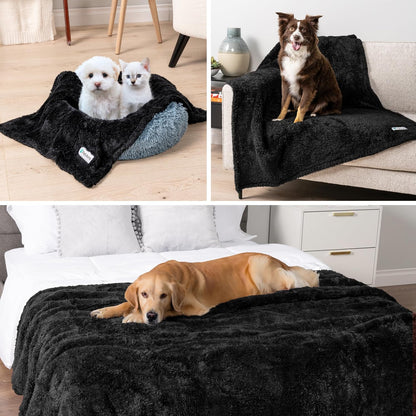 Fluffy Sherpa Waterproof Dog Blanket for Small Pet Cat, 24x32 Blue | Soft & Warm & Washable; Leafproof Couch Sofa Protector for Small Medium Large Pet; Pee Proof Cover for Crate Kennel Car Seat