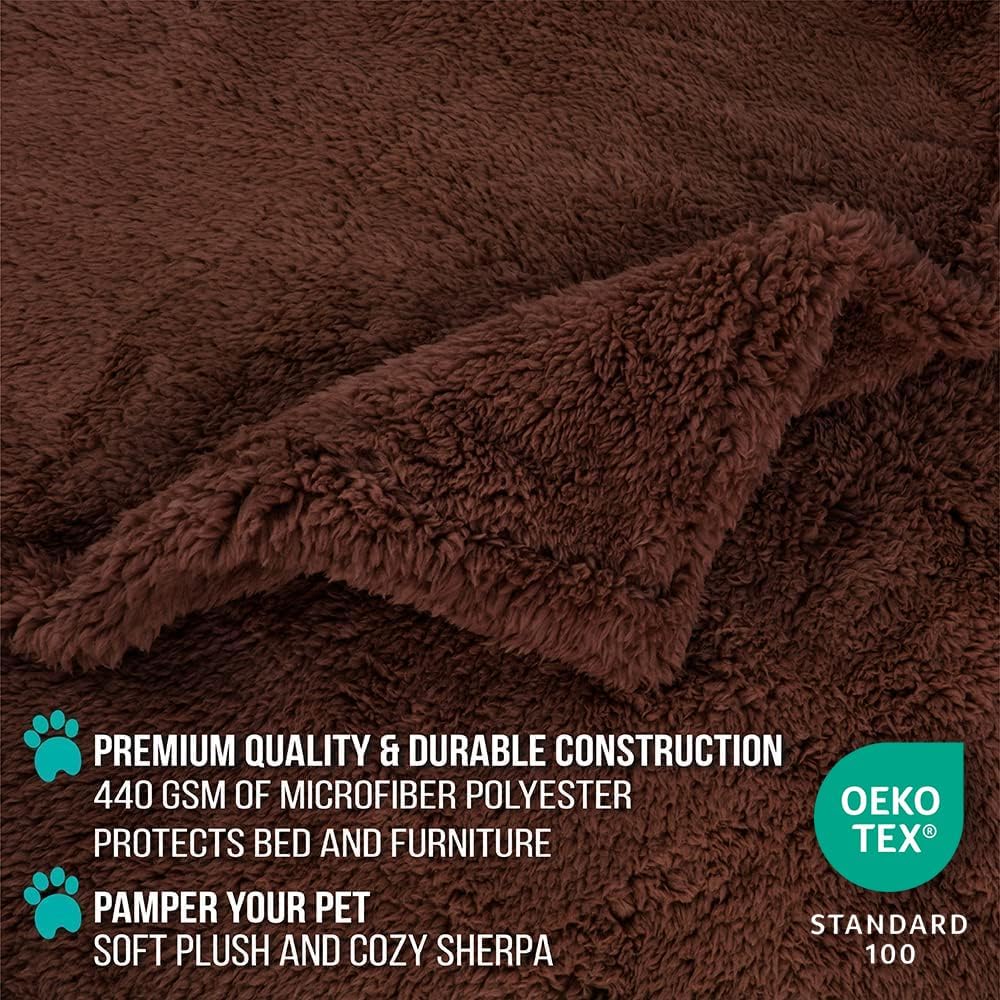 Fluffy Sherpa Waterproof Dog Blanket for Small Pet Cat, 24x32 Blue | Soft & Warm & Washable; Leafproof Couch Sofa Protector for Small Medium Large Pet; Pee Proof Cover for Crate Kennel Car Seat