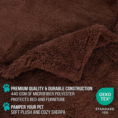 Fluffy Sherpa Waterproof Dog Blanket for Small Pet Cat, 24x32 Blue | Soft & Warm & Washable; Leafproof Couch Sofa Protector for Small Medium Large Pet; Pee Proof Cover for Crate Kennel Car Seat