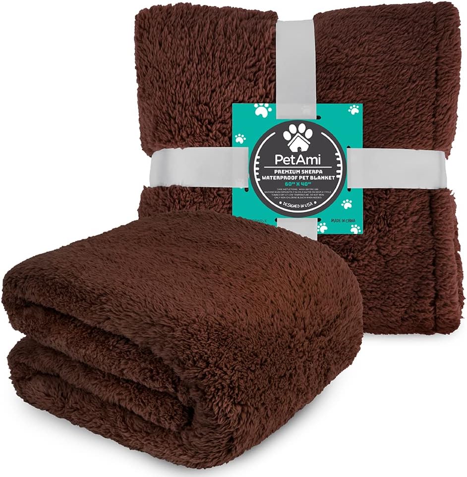 Fluffy Sherpa Waterproof Dog Blanket for Small Pet Cat, 24x32 Blue | Soft & Warm & Washable; Leafproof Couch Sofa Protector for Small Medium Large Pet; Pee Proof Cover for Crate Kennel Car Seat