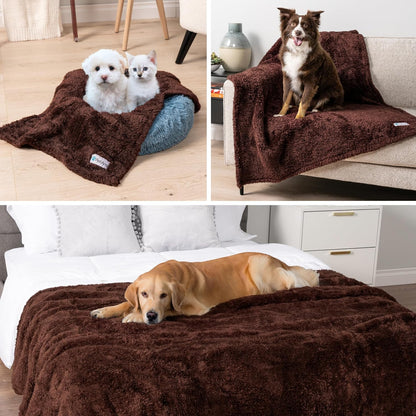 Fluffy Sherpa Waterproof Dog Blanket for Small Pet Cat, 24x32 Blue | Soft & Warm & Washable; Leafproof Couch Sofa Protector for Small Medium Large Pet; Pee Proof Cover for Crate Kennel Car Seat