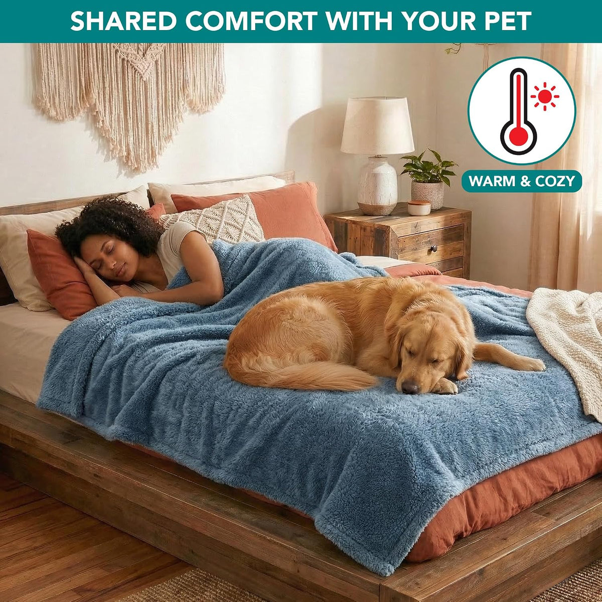 Fluffy Sherpa Waterproof Dog Blanket for Small Pet Cat, 24x32 Blue | Soft & Warm & Washable; Leafproof Couch Sofa Protector for Small Medium Large Pet; Pee Proof Cover for Crate Kennel Car Seat