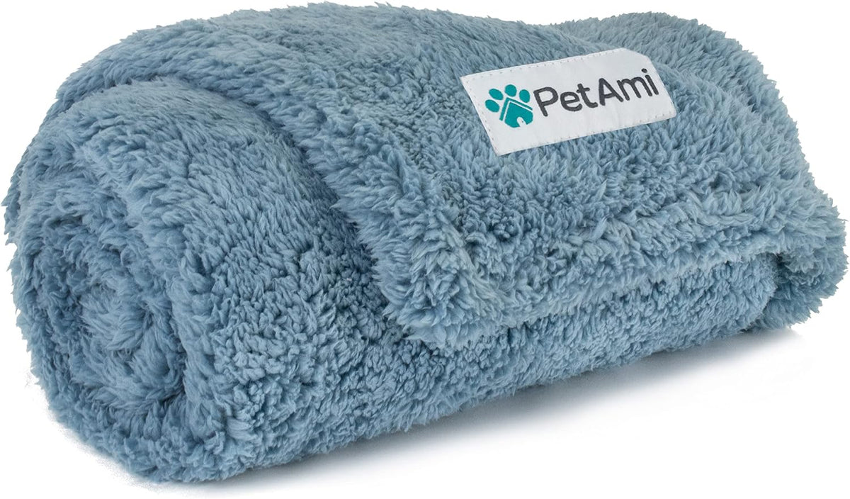 Fluffy Sherpa Waterproof Dog Blanket for Small Pet Cat, 24x32 Blue | Soft & Warm & Washable; Leafproof Couch Sofa Protector for Small Medium Large Pet; Pee Proof Cover for Crate Kennel Car Seat
