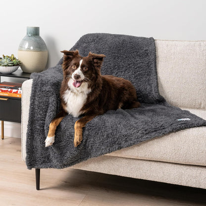 Fluffy Sherpa Waterproof Dog Blanket for Small Pet Cat, 24x32 Blue | Soft & Warm & Washable; Leafproof Couch Sofa Protector for Small Medium Large Pet; Pee Proof Cover for Crate Kennel Car Seat