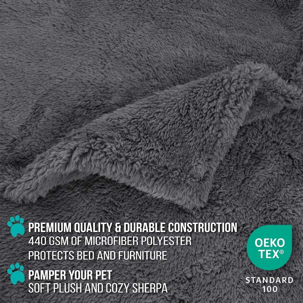 Fluffy Sherpa Waterproof Dog Blanket for Small Pet Cat, 24x32 Blue | Soft & Warm & Washable; Leafproof Couch Sofa Protector for Small Medium Large Pet; Pee Proof Cover for Crate Kennel Car Seat
