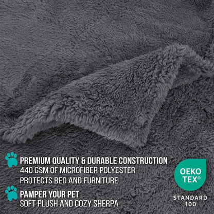 Fluffy Sherpa Waterproof Dog Blanket for Small Pet Cat, 24x32 Blue | Soft & Warm & Washable; Leafproof Couch Sofa Protector for Small Medium Large Pet; Pee Proof Cover for Crate Kennel Car Seat