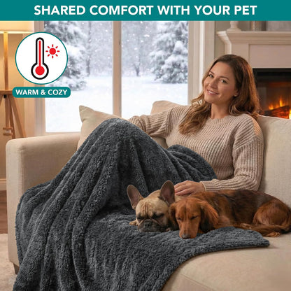Fluffy Sherpa Waterproof Dog Blanket for Small Pet Cat, 24x32 Blue | Soft & Warm & Washable; Leafproof Couch Sofa Protector for Small Medium Large Pet; Pee Proof Cover for Crate Kennel Car Seat