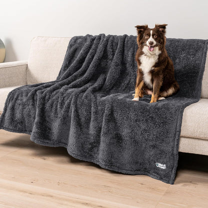Fluffy Sherpa Waterproof Dog Blanket for Small Pet Cat, 24x32 Blue | Soft & Warm & Washable; Leafproof Couch Sofa Protector for Small Medium Large Pet; Pee Proof Cover for Crate Kennel Car Seat