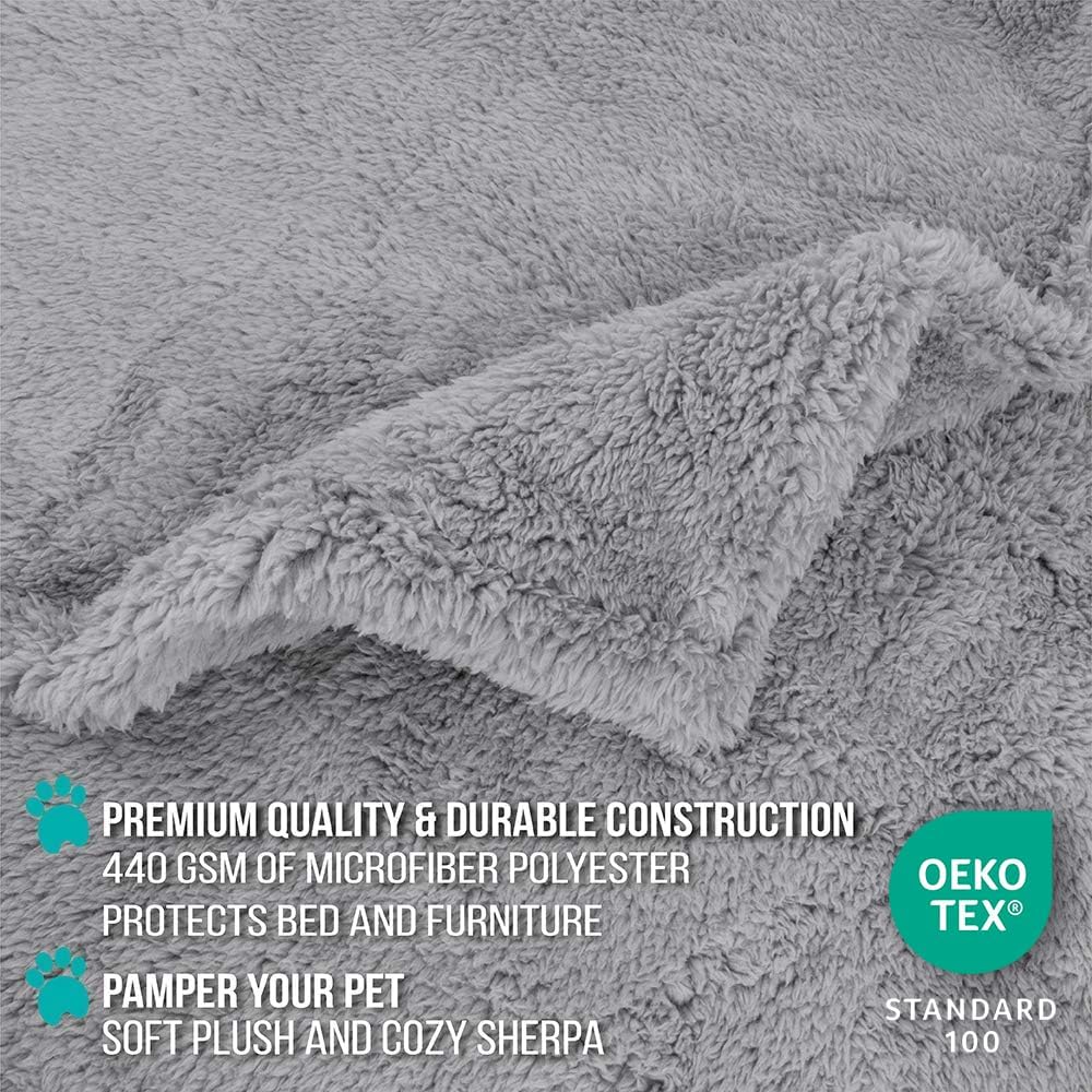 Fluffy Sherpa Waterproof Dog Blanket for Small Pet Cat, 24x32 Blue | Soft & Warm & Washable; Leafproof Couch Sofa Protector for Small Medium Large Pet; Pee Proof Cover for Crate Kennel Car Seat