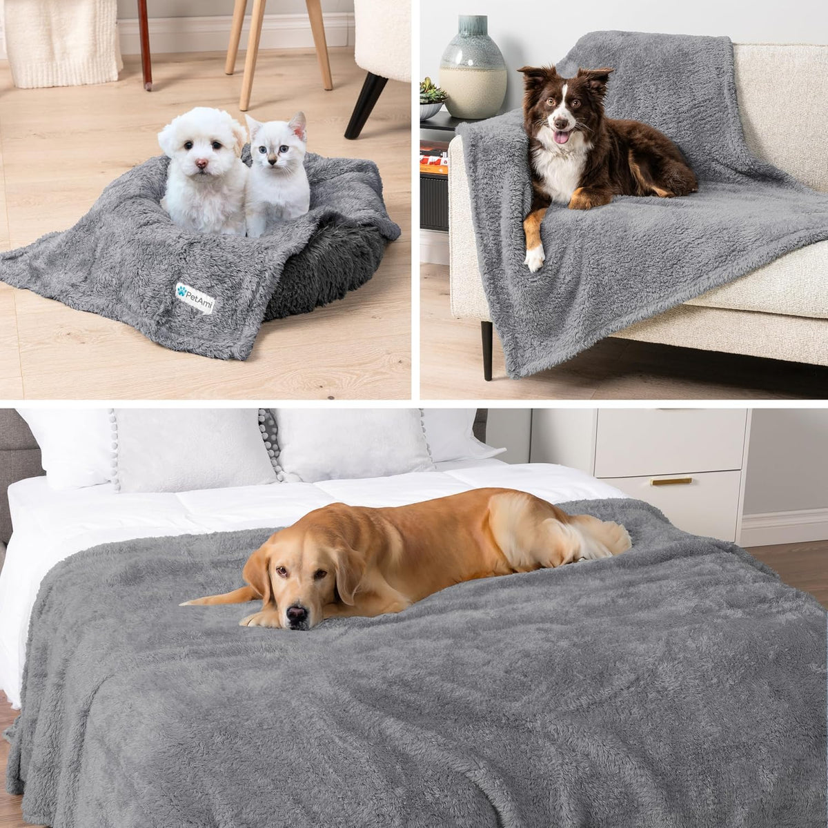 Fluffy Sherpa Waterproof Dog Blanket for Small Pet Cat, 24x32 Blue | Soft & Warm & Washable; Leafproof Couch Sofa Protector for Small Medium Large Pet; Pee Proof Cover for Crate Kennel Car Seat