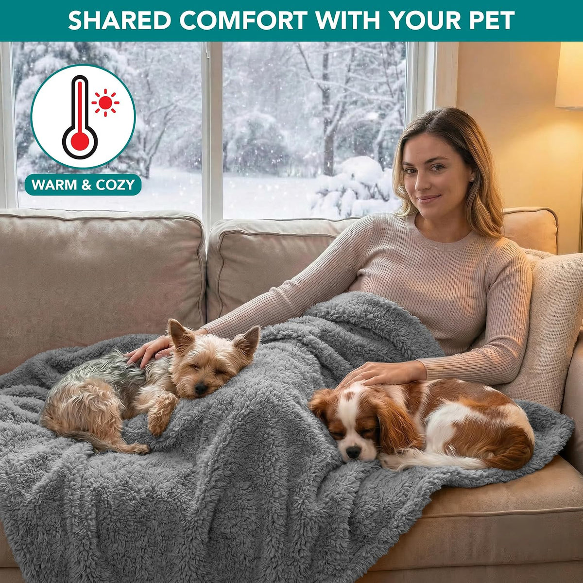 Fluffy Sherpa Waterproof Dog Blanket for Small Pet Cat, 24x32 Blue | Soft & Warm & Washable; Leafproof Couch Sofa Protector for Small Medium Large Pet; Pee Proof Cover for Crate Kennel Car Seat