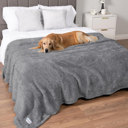 Fluffy Sherpa Waterproof Dog Blanket for Small Pet Cat, 24x32 Blue | Soft & Warm & Washable; Leafproof Couch Sofa Protector for Small Medium Large Pet; Pee Proof Cover for Crate Kennel Car Seat
