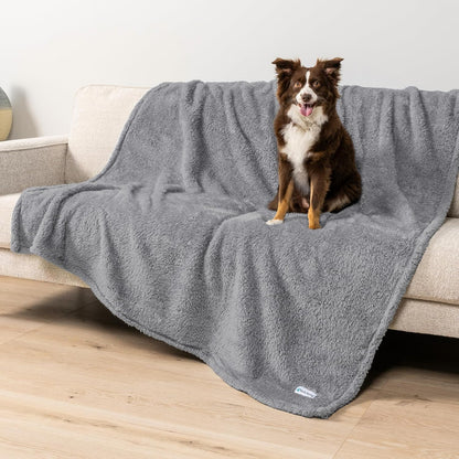 Fluffy Sherpa Waterproof Dog Blanket for Small Pet Cat, 24x32 Blue | Soft & Warm & Washable; Leafproof Couch Sofa Protector for Small Medium Large Pet; Pee Proof Cover for Crate Kennel Car Seat