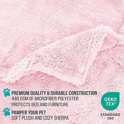 Fluffy Sherpa Waterproof Dog Blanket for Small Pet Cat, 24x32 Blue | Soft & Warm & Washable; Leafproof Couch Sofa Protector for Small Medium Large Pet; Pee Proof Cover for Crate Kennel Car Seat