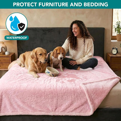 Fluffy Sherpa Waterproof Dog Blanket for Small Pet Cat, 24x32 Blue | Soft & Warm & Washable; Leafproof Couch Sofa Protector for Small Medium Large Pet; Pee Proof Cover for Crate Kennel Car Seat