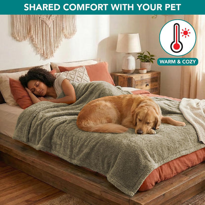 Fluffy Sherpa Waterproof Dog Blanket for Small Pet Cat, 24x32 Blue | Soft & Warm & Washable; Leafproof Couch Sofa Protector for Small Medium Large Pet; Pee Proof Cover for Crate Kennel Car Seat