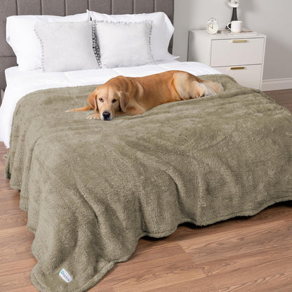 Fluffy Sherpa Waterproof Dog Blanket for Small Pet Cat, 24x32 Blue | Soft & Warm & Washable; Leafproof Couch Sofa Protector for Small Medium Large Pet; Pee Proof Cover for Crate Kennel Car Seat