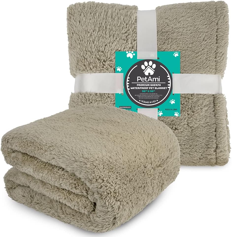 Fluffy Sherpa Waterproof Dog Blanket for Small Pet Cat, 24x32 Blue | Soft & Warm & Washable; Leafproof Couch Sofa Protector for Small Medium Large Pet; Pee Proof Cover for Crate Kennel Car Seat