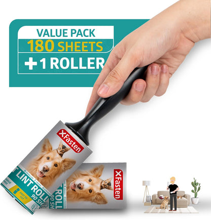 Pet Hair Lint Roller, 450 Sheets Furniture Lint Rollers for Pet Hair, 1 Heavy Duty Lint Roller for Clothes + 5 Sticky Lint Rollers Refills - Xfasten