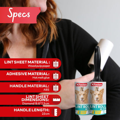 Pet Hair Lint Roller, 450 Sheets Furniture Lint Rollers for Pet Hair, 1 Heavy Duty Lint Roller for Clothes + 5 Sticky Lint Rollers Refills - Xfasten