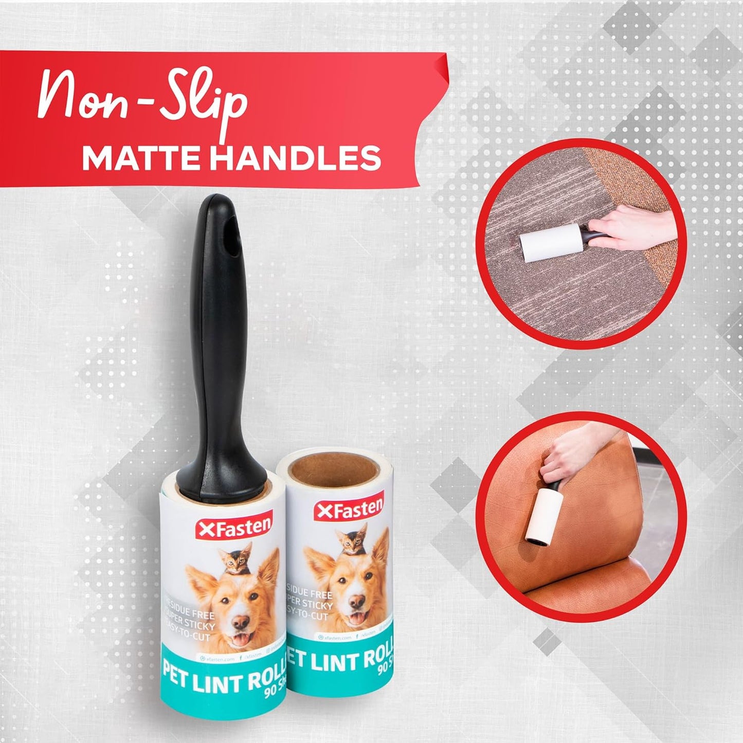Pet Hair Lint Roller, 450 Sheets Furniture Lint Rollers for Pet Hair, 1 Heavy Duty Lint Roller for Clothes + 5 Sticky Lint Rollers Refills - Xfasten