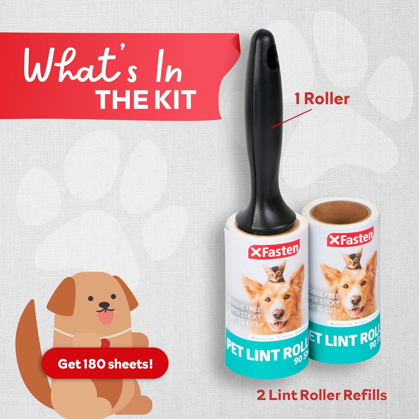 Pet Hair Lint Roller, 450 Sheets Furniture Lint Rollers for Pet Hair, 1 Heavy Duty Lint Roller for Clothes + 5 Sticky Lint Rollers Refills - Xfasten
