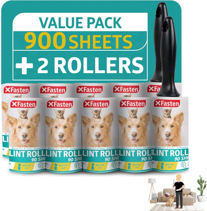 Pet Hair Lint Roller, 450 Sheets Furniture Lint Rollers for Pet Hair, 1 Heavy Duty Lint Roller for Clothes + 5 Sticky Lint Rollers Refills - Xfasten
