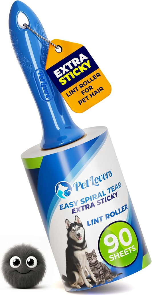 PetLovers Extra Sticky Lint Roller Mega Value Set 900 Sheets for Pet Hair Removal and Clothes, Dog and Cat Lint Remover, 10 Pack