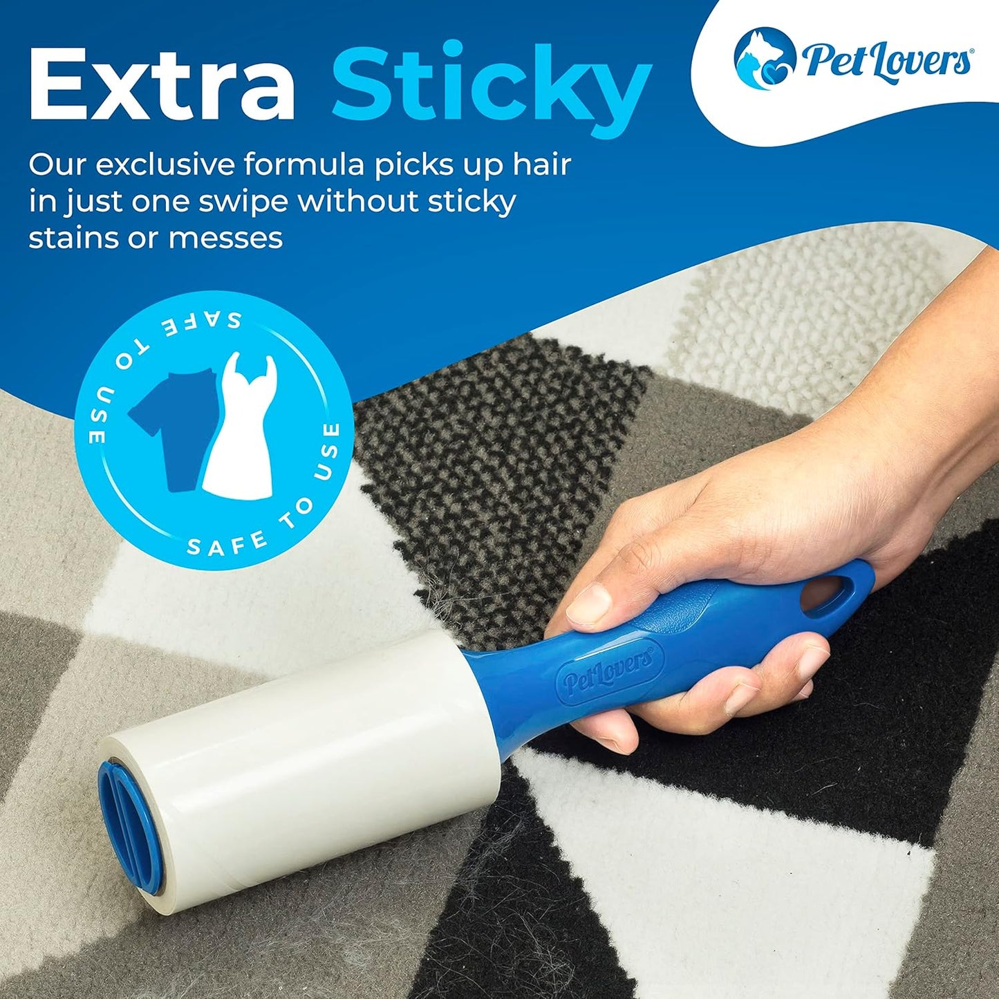 PetLovers Extra Sticky Lint Roller Mega Value Set 900 Sheets for Pet Hair Removal and Clothes, Dog and Cat Lint Remover, 10 Pack