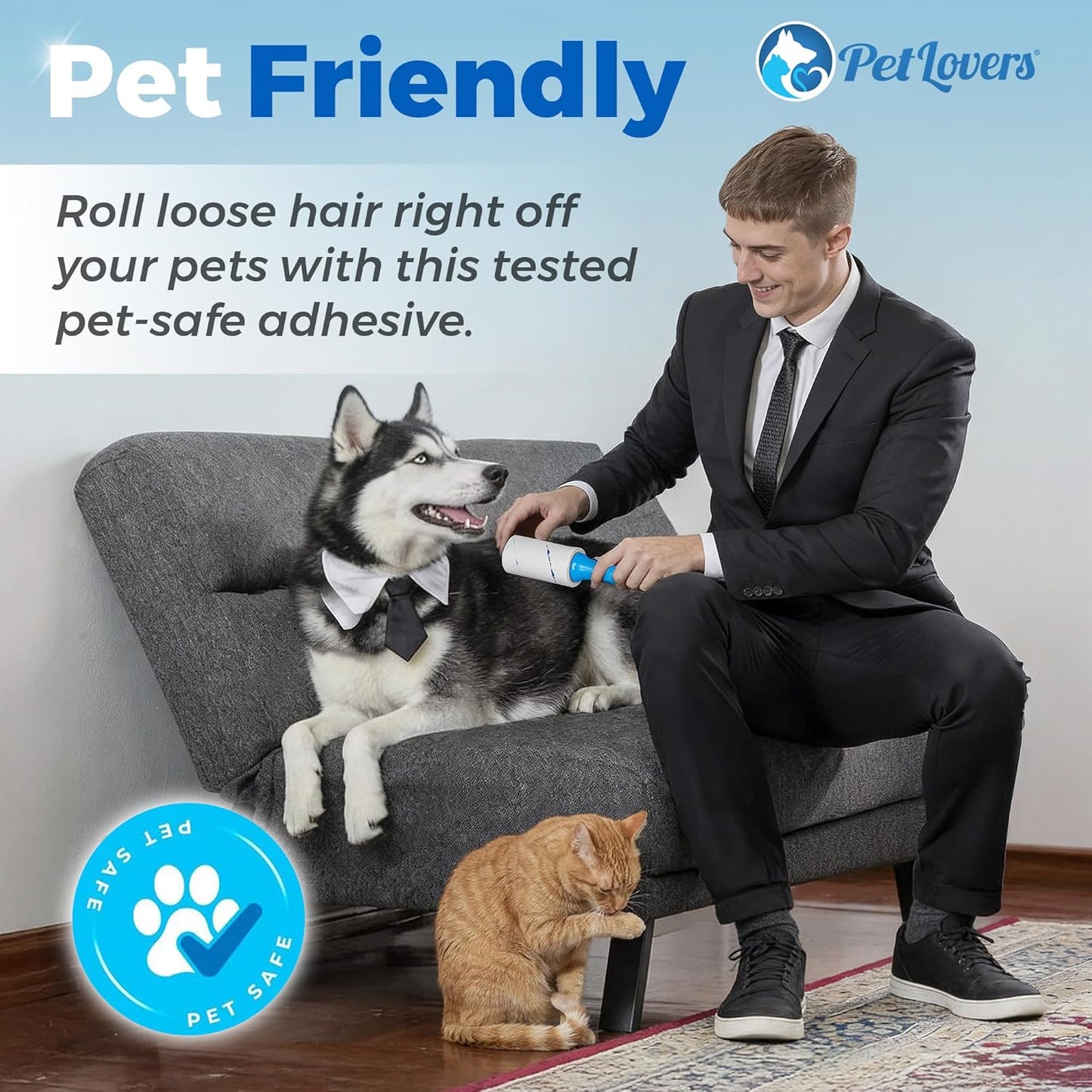 PetLovers Extra Sticky Lint Roller Mega Value Set 900 Sheets for Pet Hair Removal and Clothes, Dog and Cat Lint Remover, 10 Pack
