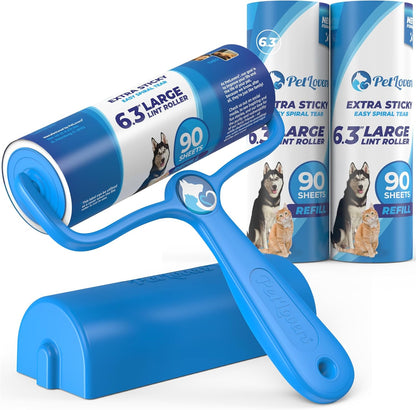 PetLovers Extra Sticky Lint Roller Mega Value Set 900 Sheets for Pet Hair Removal and Clothes, Dog and Cat Lint Remover, 10 Pack
