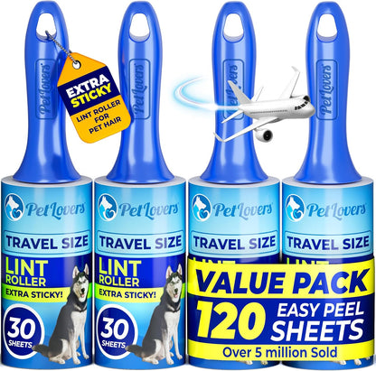 PetLovers Extra Sticky Lint Roller Mega Value Set 900 Sheets for Pet Hair Removal and Clothes, Dog and Cat Lint Remover, 10 Pack