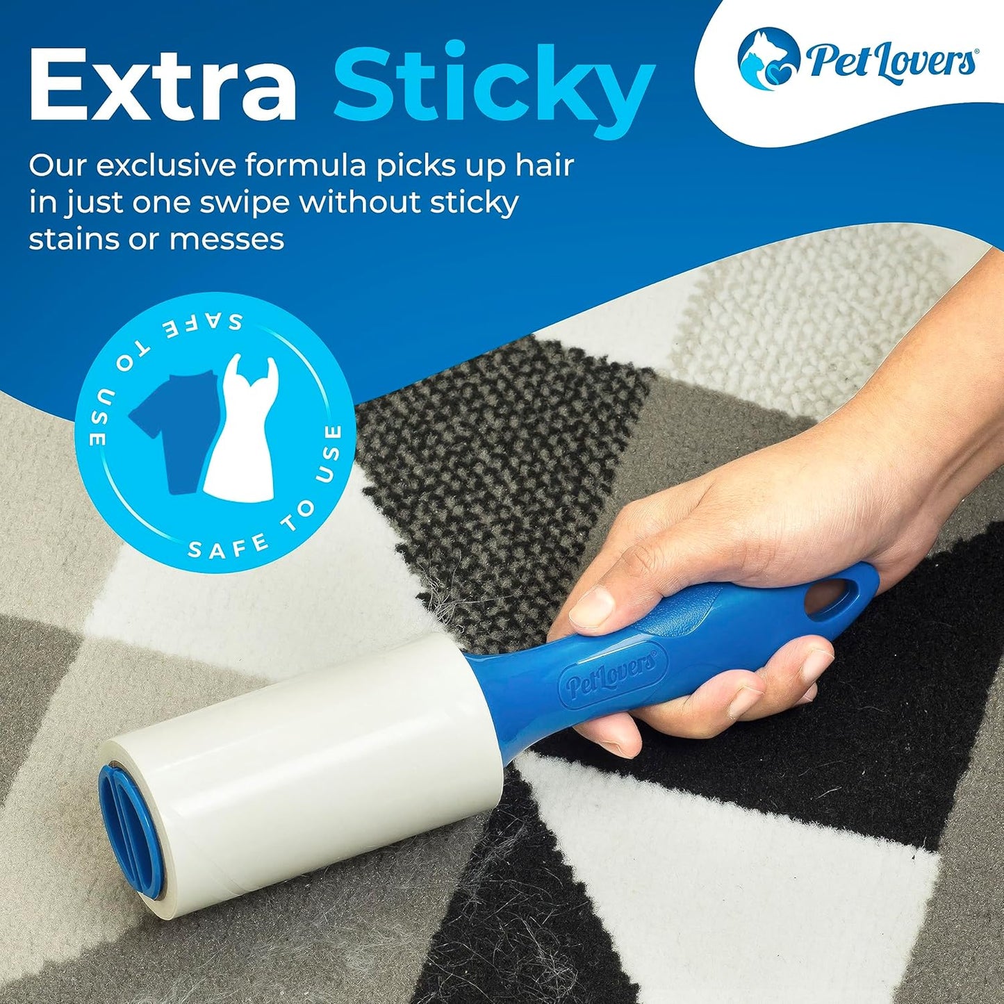 PetLovers Extra Sticky Lint Roller Mega Value Set 900 Sheets for Pet Hair Removal and Clothes, Dog and Cat Lint Remover, 10 Pack