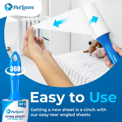 PetLovers Extra Sticky Lint Roller Mega Value Set 900 Sheets for Pet Hair Removal and Clothes, Dog and Cat Lint Remover, 10 Pack
