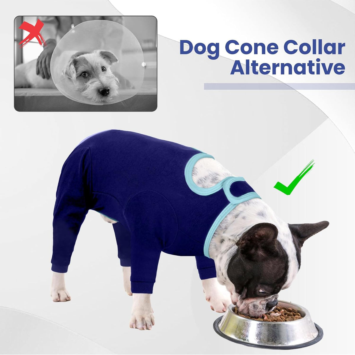 Dog Surgery Recovery Suit, Long Sleeve Post Surgery Dog Onesie for Wound Protection, E-Collar Alternative Anti-Licking & Shedding Control, Soft Surgical Body Suit for Small Medium Large Dogs