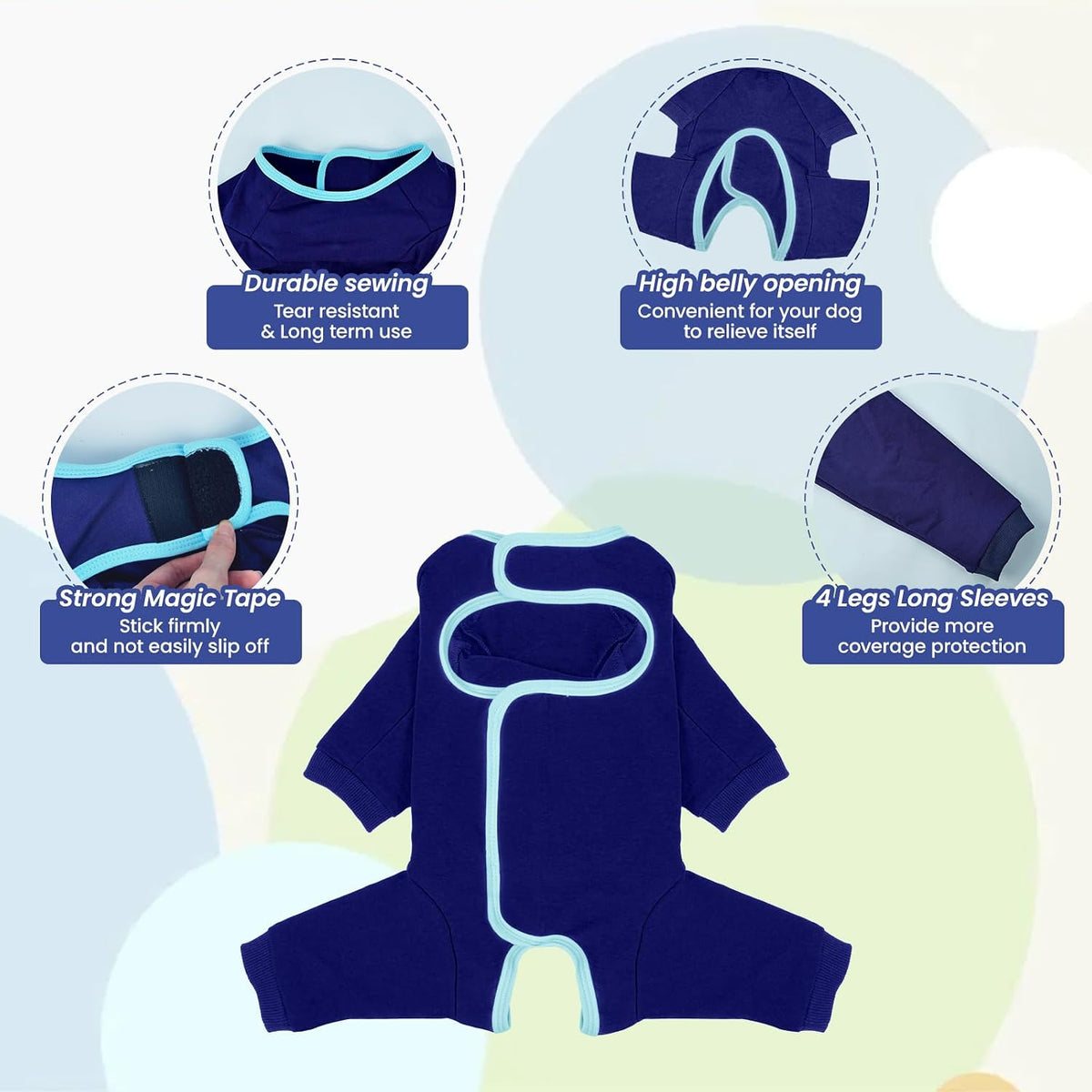 Dog Surgery Recovery Suit, Long Sleeve Post Surgery Dog Onesie for Wound Protection, E-Collar Alternative Anti-Licking & Shedding Control, Soft Surgical Body Suit for Small Medium Large Dogs