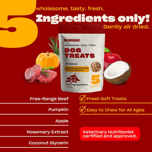 ! Soft Beef Jerky Dog Treats, Free-Range Beef, 6 oz
